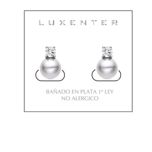 Pendientes Luxenter de Plata de Ley 925 con Perla Blanca acabados en rodio - Sikon