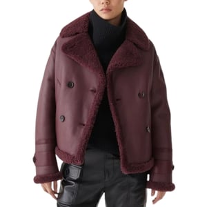 Belstaff Cedar Redwood chaqueta de cuero de sherling burdeos
