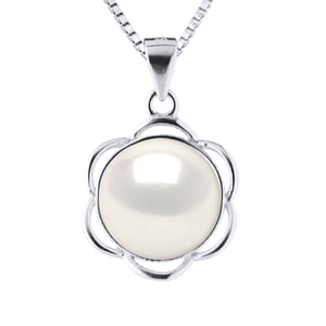 Collar de pétalo Pearl de agua dulce 9-10 mm Negro 925