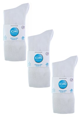 IOMI - Paquete de 6 Calcetines Diabéticos de Bambú para Hombre - Blanco