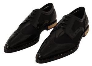 Zapatos de tacón con alas transparentes de cuero negro para mujer de Dolce & Gabbana