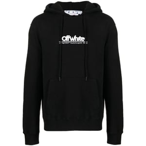 Off-White-Jersey Kapuzen en negro con logo klobigem y forma de paso schmaler
