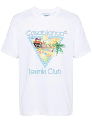 Casablanca Camiseta estampada Afro Cubism Tennis Club en blanco