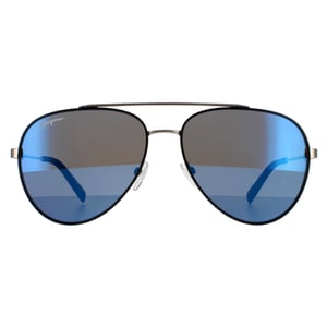 Salvatore Ferragamo Aviador para Hombre Negro Mate Oscuro con Flash Azul Cielo 90041091