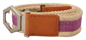 Cinturón de Cuero Multicolor con Hebilla de Logo Hexagonal Plateada GF Ferre para Mujer