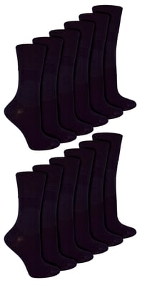 IOMI - Paquete múltiple de 12 pares de calcetines diabéticos de bambú para mujer sin costuras y sin elástico - Negro