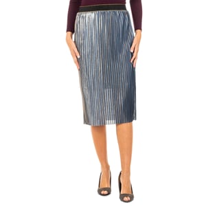 Falda de corte recto con efecto brillante y horizontal KWKG01 mujer