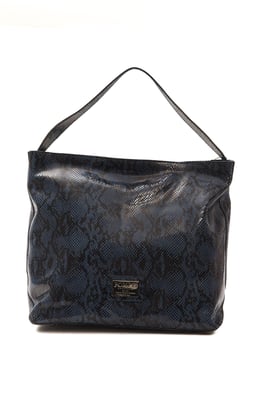 Bolso de Hombro de Cuero Azul Donatella de Pompei para Mujer