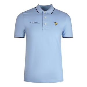 Polo azul claro con cuello con ribetes y estampado de coordenadas de Lyle & Scott