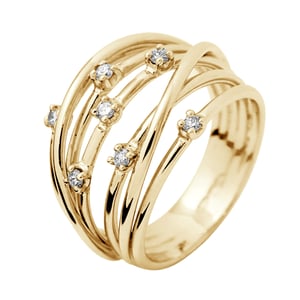 Anillo satelis diamantes 0.140 cts oro amarillo