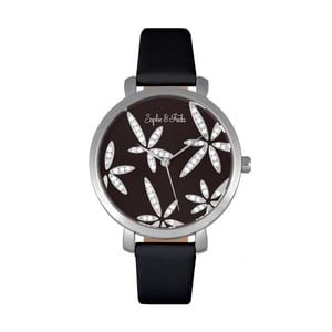 Reloj Sophie & Freda Key West con correa de cuero y cristales Swarovski