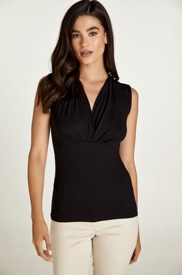 Elegante Top Sin Mangas de Jersey Elástico con Escote en V