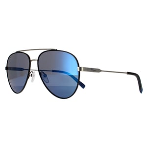 Salvatore Ferragamo Aviador para Hombre Negro Mate Oscuro con Flash Azul Cielo 90041091
