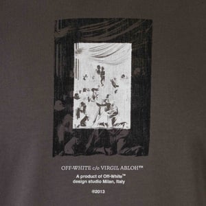 Camiseta gris ajustada con logo de espejo de pintura de Off-White
