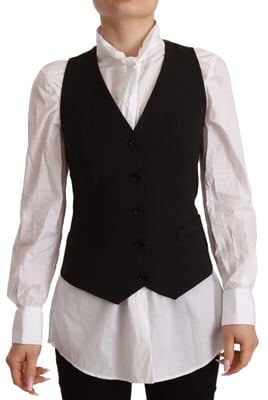 Top Sin Mangas Negro con Botones para Mujer de Dolce & Gabbana en Poliéster