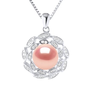 Sol Collar Pearl de agua dulce 9-10 mm Negro 925
