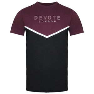 Devoto London Conrad Mens Black/Borgoña Camiseta