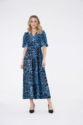 Vestido Evelyn Animal Print Azul