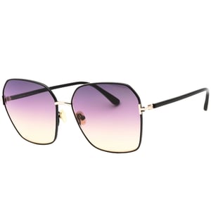 Tom Ford Claudia-02 Gafas de sol negras brillantes con lentes ahumados degradados