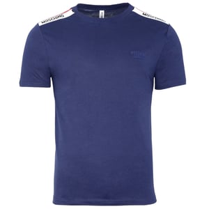 Moschino camiseta azul marino con logo grabado en el hombro