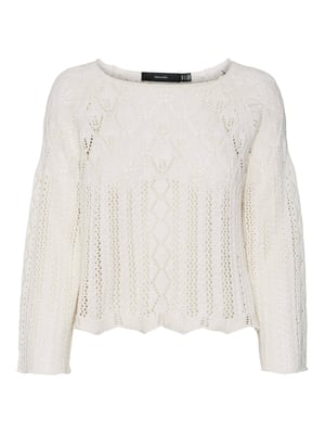 VERO MODA suéter VMGINGER de algodón orgánico crema