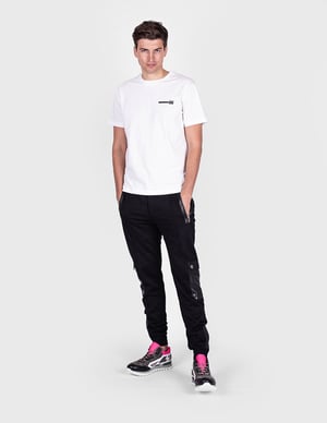 Les Hommes T-shirt Typography del hombre negro, Blanco