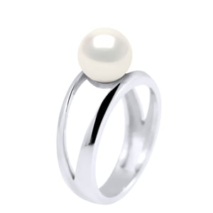 Anillo apuro con botón de perlas de agua dulce 7-8 mm blanco blanco natural blanco