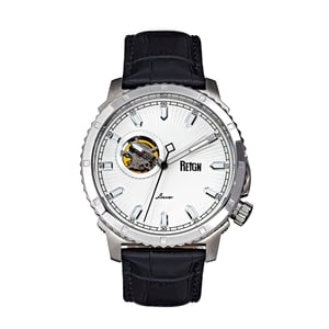 Reloj automático Reign Bauer semiesqueleto con correa de cuero