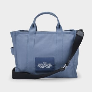 Bolso de mano mediano para viajero en algodón azul sombra