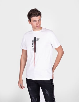 Camiseta Les Hommes Línea Vertical Hombre Blanco
