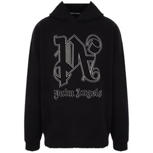 Sudadera con capucha negra con monograma y logo llamativo de Palm Angels