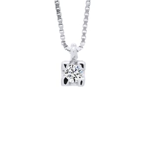 Collar Solita de diamantes 0,030 CTS Oro blanco 18 quilates