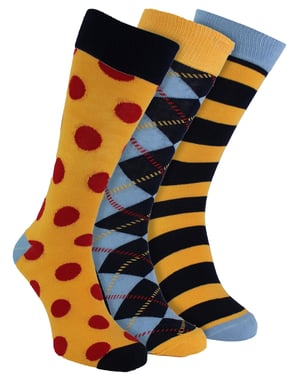 HS by Happy Socks - Pack de 3 calcetines de vestir divertidos y originales para hombre - Punto (Azul Marino)