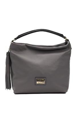 Bolso de Hombro de Cuero Gris para Mujer Pompei Donatella