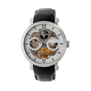 Reloj automático Heritor Aries con correa de cuero y esqueleto