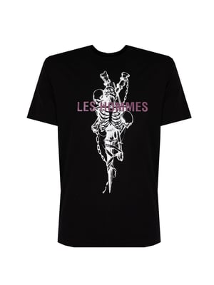 Les Hommes T-Shirt Skeleton del hombre negro