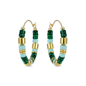 Pendientes Luxenter  de Plata de Ley 925 con Malaquita acabados en oro amarillo de 18K - Ihun