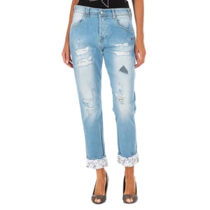 Pantalon Tejano Largo corte del bajo recto 10DBF0667 mujer