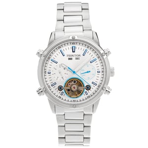 Reloj automático Heritor Wilhelm con pulsera semiesqueleto y día/fecha