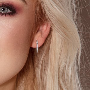 Pendientes Diamantes de joyas colgantes 0.070 CTS Oro blanco