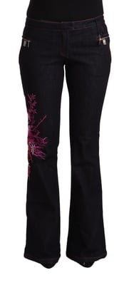 Jeans de mezclilla acampanados de algodón elástico negro de mujer Exte de tiro medio