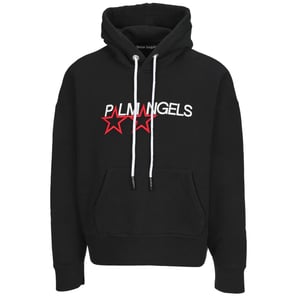 Palm Angels sudadera con capucha negra con logo y estrellas bordadas