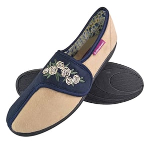 Dunlop - Pantuflas de velcro florales de espuma viscoelástica ajustables para señoras mayores