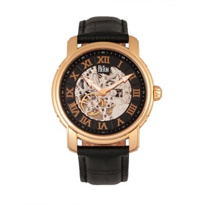 Reloj automático Reign Kahn con correa de cuero y esqueleto