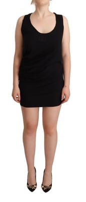 Vestido Mini Sin Mangas de Algodón Negro Roberto Cavalli