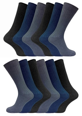 Paquete múltiple de 12 pares de calcetines 100% algodón para hombre - BNG