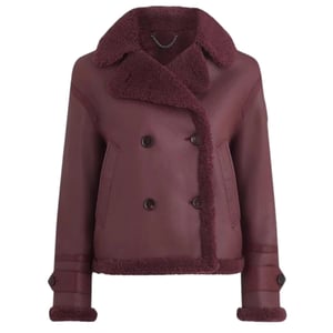 Belstaff Cedar Redwood chaqueta de cuero de sherling burdeos