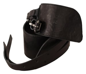 Cinturón de doble hebilla de cuero marrón oscuro para mujer de Costume National