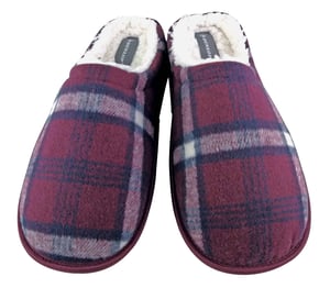 Dunlop - Hombre cálido forro polar Slip on Mule cuadros a cuadros Zapatillas de casa