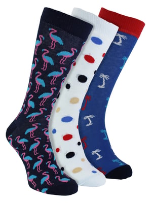 HS by Happy Socks - Pack de 3 calcetines de vestir con vibraciones veraniegas para hombre - Palmeras